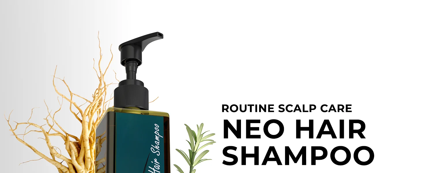 Neo Hair Shampoo 250 ml bottle with ginseng root and rosemary — routine scalp care