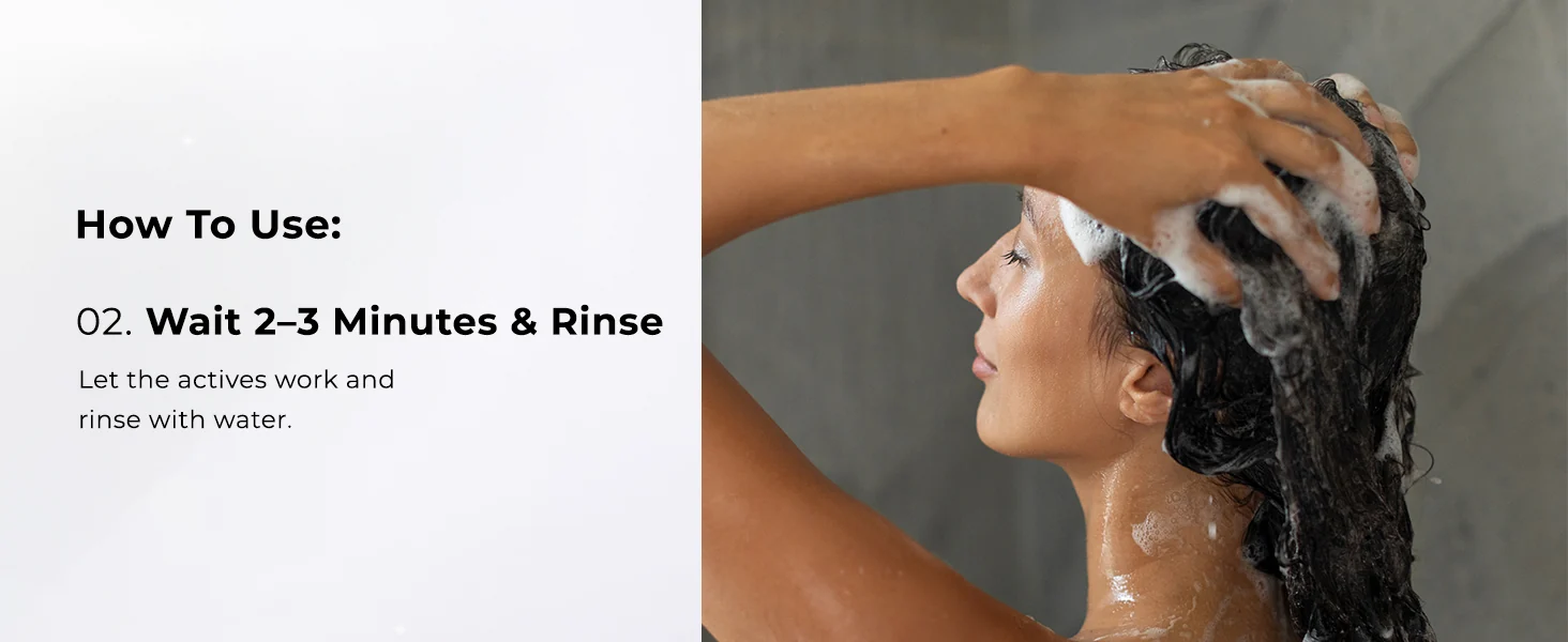 How to use step 02 — wait two to three minutes, then rinse with water